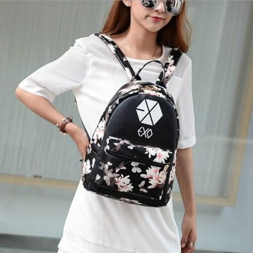 Women Leather Small Floral Print Preppy Style Travel EXO School For Teen Light Bolsa Feminina bag