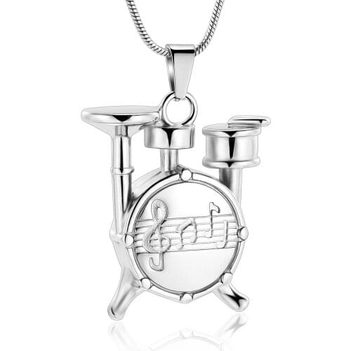 Unique Drum Set Music Charm Necklace Urn Pet/Human Cremation Pendant Necklace Jewelry for Ashes Cremation Jewelry