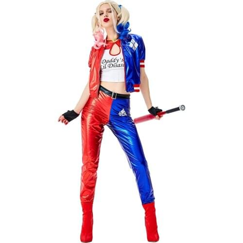 Halloween Ladies Harley Costume Joker Quinn Cosplay Women Fantasia Fancy Dress