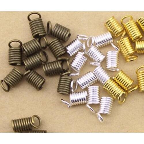 1.5-4.5mm Spring Clasps Crimps Coil Cord Crimps End Caps Clasps Extension DIY Necklace Bracelet Connectors Jewelry Accessories