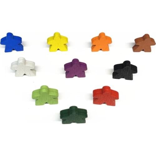 10 Pieces/Lot Humanoid Wooden Pawn/ Chess 16mm Meeple For Board Game Accessories 16mm*6mm 10 Colors
