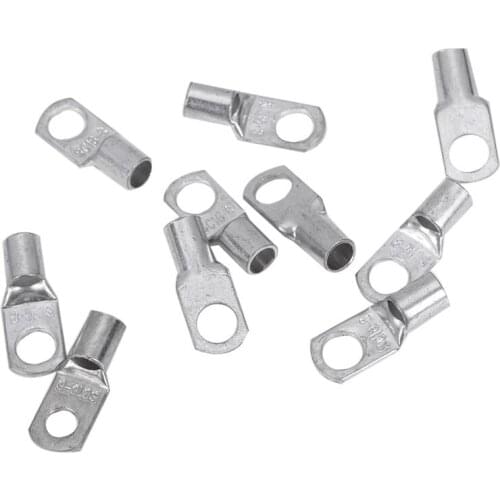 10 pcs Copper Tube 16Mm X 8Mm Lug Battery Starter Cable Welding Crimp Terminal Ring