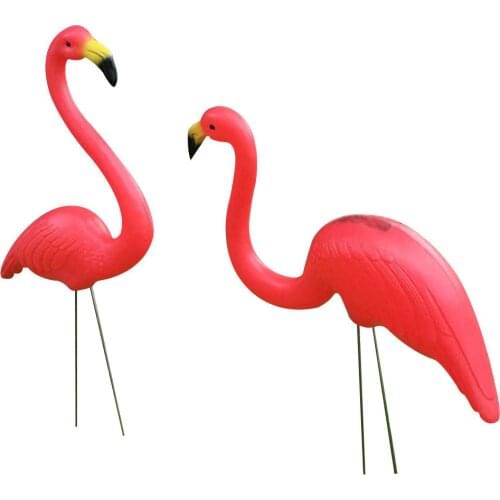 2pcs Flamingo Lawn Decoration Plastic Simulation Flamingo Figurines Yard Flamingo Ornament Lifelike Arts Garden Ornaments
