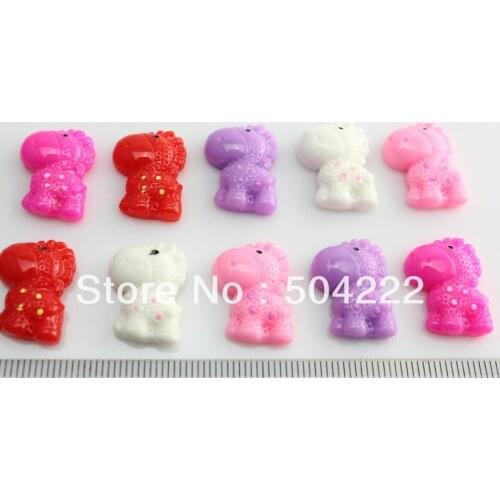 250pcs kawaii happy hippo Resin floral cameo gem flatback Cabochon cab pendants charm beads 19mm