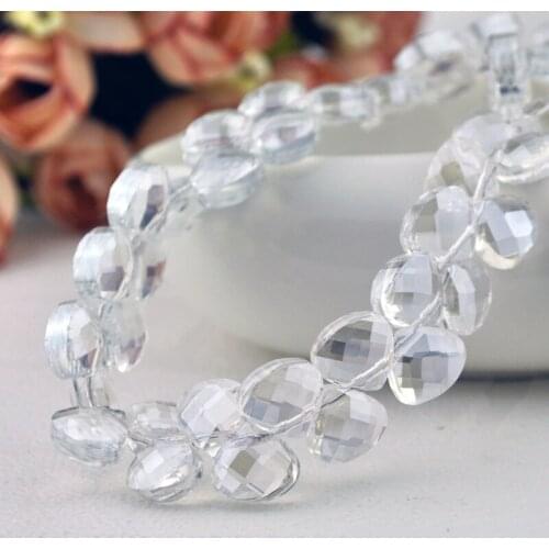 490pcs 9x10mm Clear White Crystal Beads Crystal Faceted Beads for Chandeliers Jewelry Water Drop Beads DIY