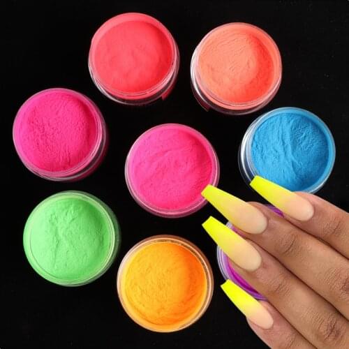 15g Acrylic Powder Carving Nail Polymer Fluorescent color Pigment Crystal Powders Professional Sculptured Nail Accessory