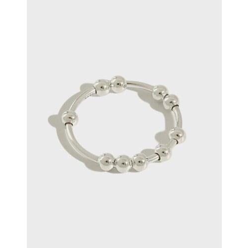 Anti-anxiety Ring in S990 Silver Spinner Bead Ring Stress Relief Anxiety Jewelry Womens Thumb Fidget Balls Spinner US 10 12 14