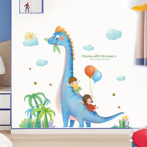 Large Cartoon Dinosaur Wall Stickers for Kids room Nursery Bedroom Wall Decor Removable Vinyl PVC Wall Decals Home Decoration