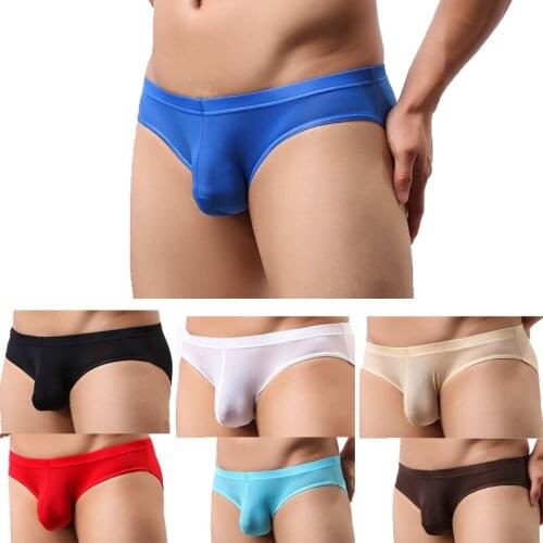 Mens sexy briefs ultra-thin ice silk briefs sexy breathable comfortable briefs shorts mens quick-drying alternative sex show