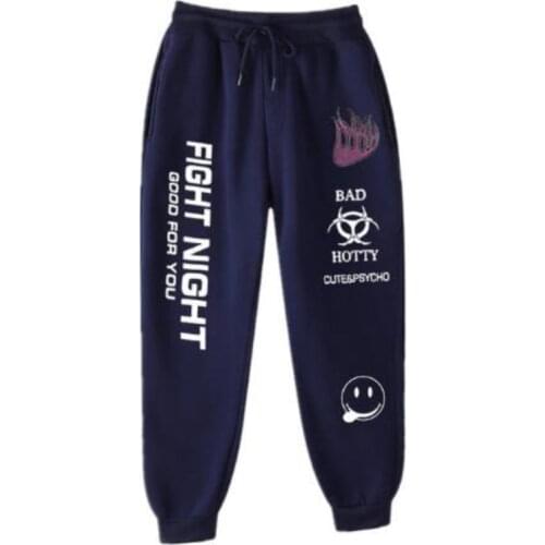 Autumn Winter Men Women Fleece SweatpantS Fight Night Print Hip Hop PantS Fashion Streetwear