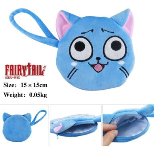 Anime Fairy Tail Happy Cotton Flannel Penny Bag Coin Purse Zero Wallet Jewelry Pouch