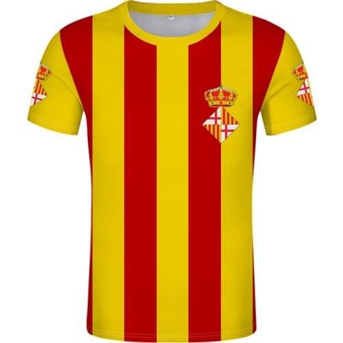 Spain Flag of Barcelona T-shirt Free custom name Catalonia shirt Spain University of Barcelona T-shirt print photo logo clothes