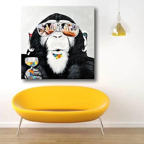 Hand Made Oil Painting The The gorilla Knife Painting Modern Artworks Cartoon On Canvas For Kids Room