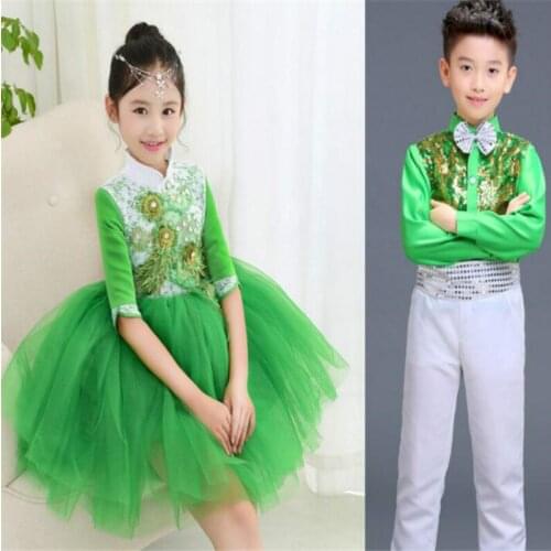 Boys and girls jazz dance Latin dance costumes host costumes ballroom dance competition dresses kids dresses for girls