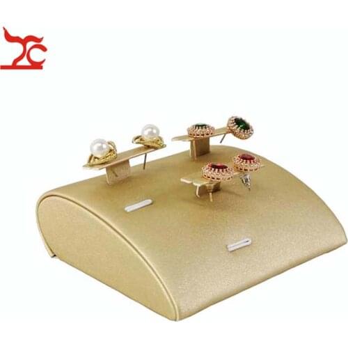 Creative 3Pairs Earring Ear Studs Jewelry Showcase Drop Shape Gold PU Jewelry Display Stand Resin Stud Organizer Holder Stand