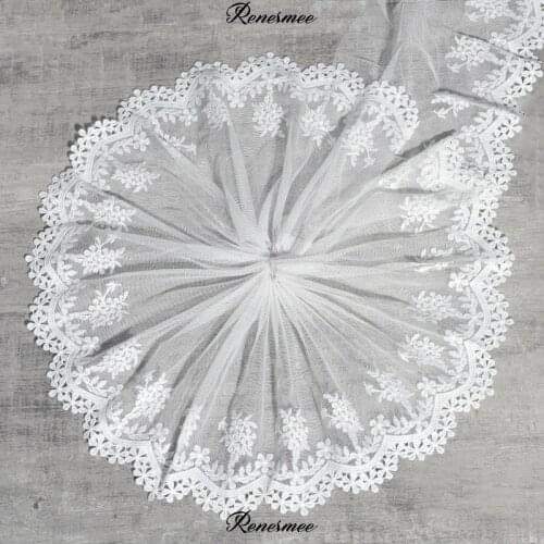 15Yards White Black Polyester mesh polyester silk embroidery lace apparel trims accessories handmade DIY headwear 20cm