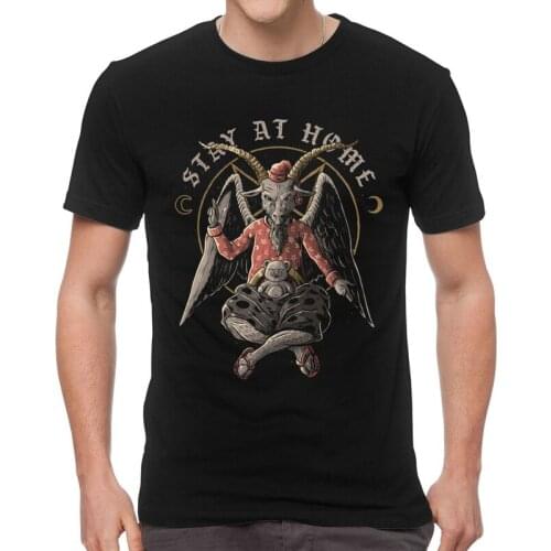Male Baphomet Satan Demon T-Shirt Fashion Fun Stay at Home Tshirt Short Sleeve Cool T Shirts Cotton Tee Merch