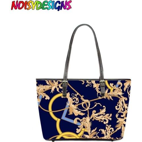 NOISYDESIGNS Colorful Vintage Euporean Style Tote Bag Ladies Fashion Women Shoulder Bag Feminine Casual Handbag Golden Flower