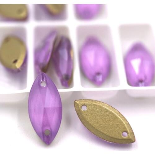 New arrival 7x15mm flatback glass sew on rhinestones Leaf shape Violet Mocha crystal rhinestones diy clothing accessories