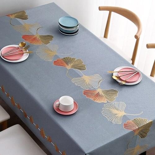 Solid Color Flower Printing Rectangular Tablecloth for Table Wedding Decoration Waterproof Dining Coffee Tables Nappe De Table