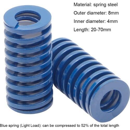 Blue Light Load Press Compression Spring Loading Die Mold Spring Outer Diameter 8mm x Inner Diameter 4mm x Length 20-70mm