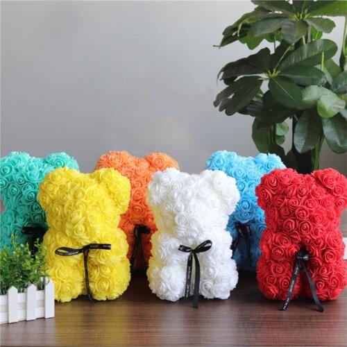 Dropshipping 25cm Teddy Rose Bear Artificial Flower Rose of Bear Christmas Decoration for Home Valentines Women Gifts