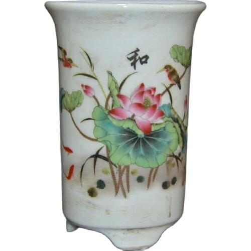 Early collection of Dezhen ceramic pastel family happy flowerpot calamus flowerpot meat pot ornaments