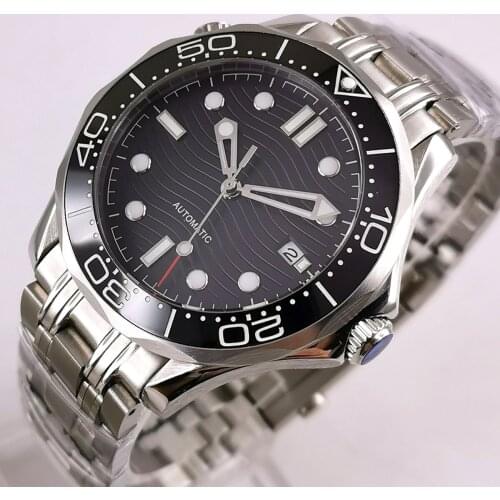 Luxury 41mm Mechancial Men Watch Sapphire Glass NH35 MIYOTA Movement Steel Band Ceramic Bezel Date Function