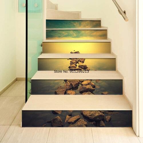 Stone River Natural Scenery Removable Staircase Wall Sticker Stairs Stickers Waterproof Living Room Bedroom Hall Home Decor Art