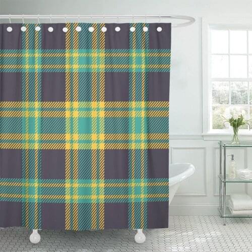 Gray Pattern Tartan Plaid Red Check Christmas Abstract Britain Bathroom Curtain Waterproof Polyester Fabric 60 x 72 inches Set