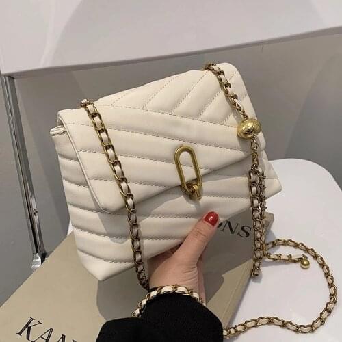 Small Chain PU Leather Crossbody Bags for Women 2021 Simple Totes Shoulder Bag Lady Luxury Brand Designer Handbags and Purses