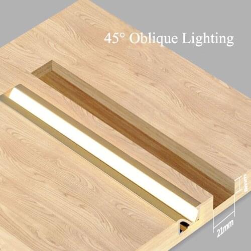 Under cabinet light Ultra-thin Embedded 45 degree luminescence LED light strip Barfor cupboard Showcase wardrobe Locker bookcase