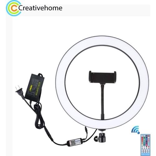 PULUZ 12 inch RGB Dimmable LED Ring Vlogging Selfie Photography Video Lights with Cold Shoe Tripod Ball Head & Phone Clamp