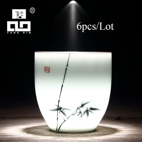 TANGPIN 6 pcs traditional ceramic tea cup handpainted sets of 6 cups chinese kung fu cup porcelain Teacups sets drinkware 150ml