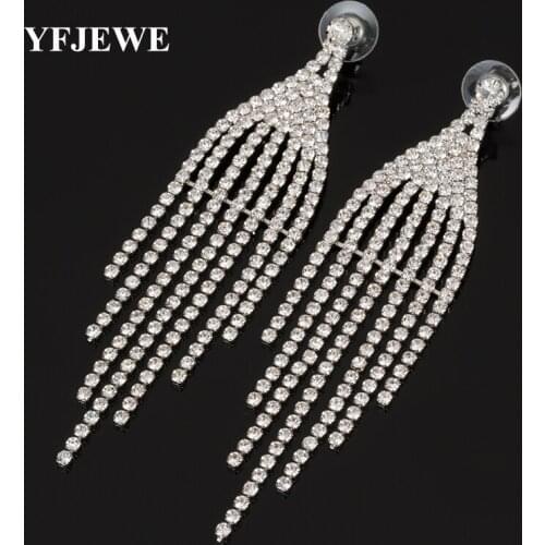 YFJEWE New Arrive Fashion Silver Plated Bridal Wedding Earrings Rhinestone Tassel Women Dangle Earrings Wedding Jewelry E483
