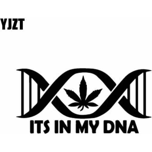 YJZT 15.7CM*7.6CM Its In My DNA Leaf Pot Weed Vinly Decal Dazzling Car Sticker Cool Black/Silver C27-0287