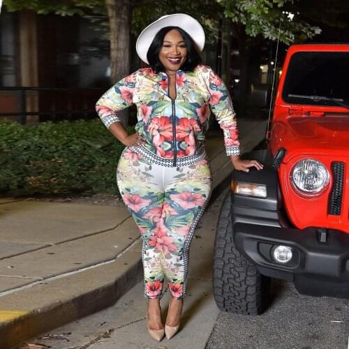 Plus Size Women Clothing Two Piece Set Long Sleeve Zip Up Top Set Leggings Sweatsuit Casual Outfit Sets Wholesale Dropshipping