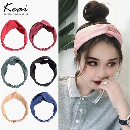 2020 Women Summer Autumn Suede Headband Vintage Cross Knot Elastic Hair Bands Soft Solid Girls Hairband Hair Accessories