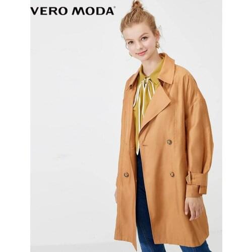 Vero Moda Autumn Winter Retro Lapel Double Breasted Trench Coat Women | 319321538