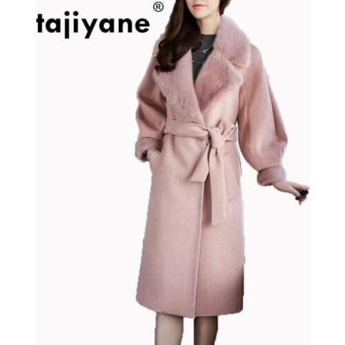 100% Wool Jacket Mink Fur Collar Winter Jacket Women Clothes 2020 Korean Cashmere Double Side Woolen Coat Casaco Feminino ZT764