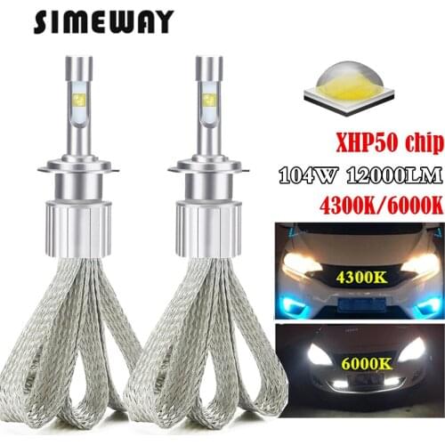 2PCS H7 LED H1 H11 HB3 HB4 9012 D2S Auto Headlight H4 H13 9004 9007 Car LED Headlamp Hi-Lo Beam 104W H3 Fog Light Bulbs led 12V
