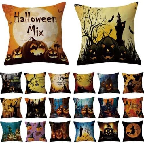 2pcs/set Halloween Festival Decorated Pillowcase Funny Pumpkin Pattern Cushion Cover Pillow Case for Living Room Home Textile