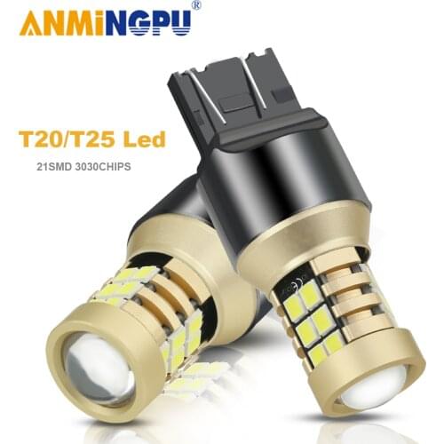 ANMINGPU 2x Signal Lamp Led T20 7443 W21/5W Led W21W WY21W 7440 2835SMD 3157 Led P27/7W 3156 P27W Brake Light Reverse Light 12V