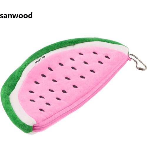 2016 Watermelon Plush Key Coin Wallet Purse Cosmetic Makeup Pouch Phone Pencil Pen Bag Carteira 9IJ3