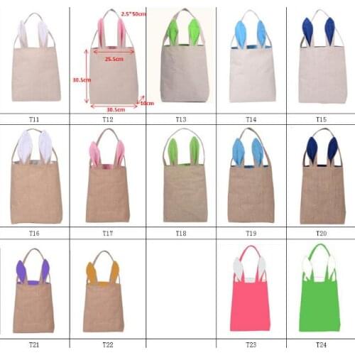 50pcs wholesale new Easter decoration burlap easter bunny bag bunny ear easter bag bucket jute easter basket SN014