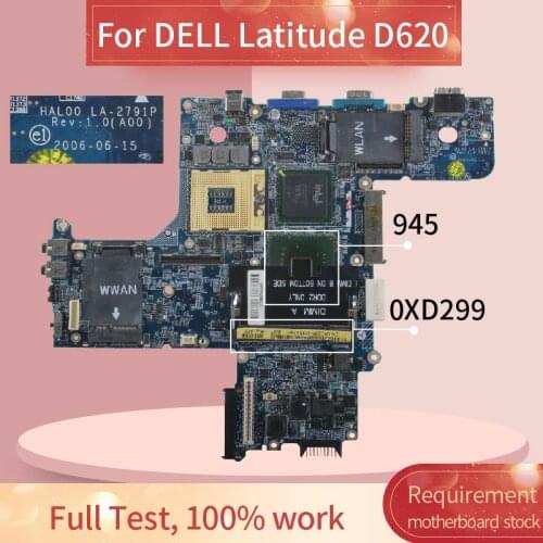 CN-0XD299 0XD299 Laptop motherboard For DELL Latitude D620 Notebook Mainboard LA-2791P 945 DDR2