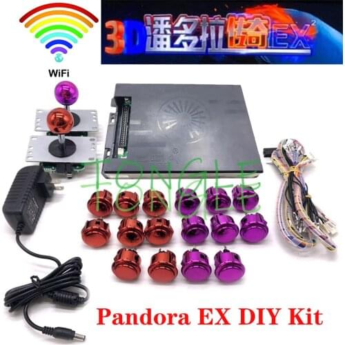 DIY 64GB 6800 in 1 Built in 200PCS 3D Games With Pandora Saga EX WIFI board kit Joystick Silver button power supply HDMI output