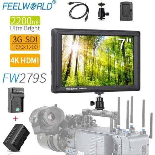 FEELWORLD FW279S 7" 1920X1200 4K HDMI 2200nit Daylight Viewable 3G-SDI HDMI on Camera DSLR Field Monitor + Battery Charger