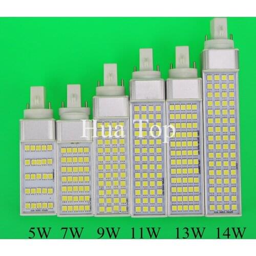 5Pcs Lampada G24/E27/G23 Horizontal Plug lamp SMD5050 chip 5W/7W/9W/11W/13W/14W AC DC 85~265V Bombillas LED Bulb 220V Spot Light