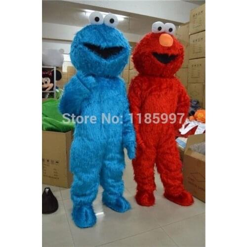 HOT SALE Sesame Street Elmo and Cookie Monster Halloween animal Mascot Costume Fancy Dress Animal mascot costume free shipping